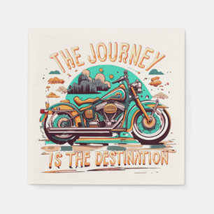 The Journey Is the Destination: Vintage Motorcycle Napkin