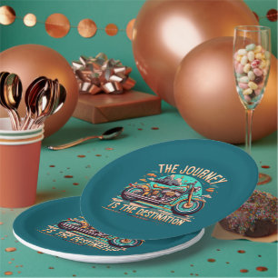The Journey Is the Destination: Vintage Motorcycle Paper Plate