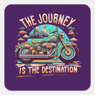 The Journey Is the Destination: Vintage Motorcycle Square Sticker