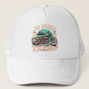 The Journey Is the Destination: Vintage Motorcycle Trucker Hat