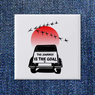 The journey is the goal Sunset - oldtimer 2CV 15 Cm Square Badge