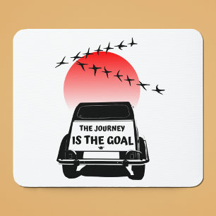 The journey is the goal Sunset - oldtimer 2CV Mouse Mat