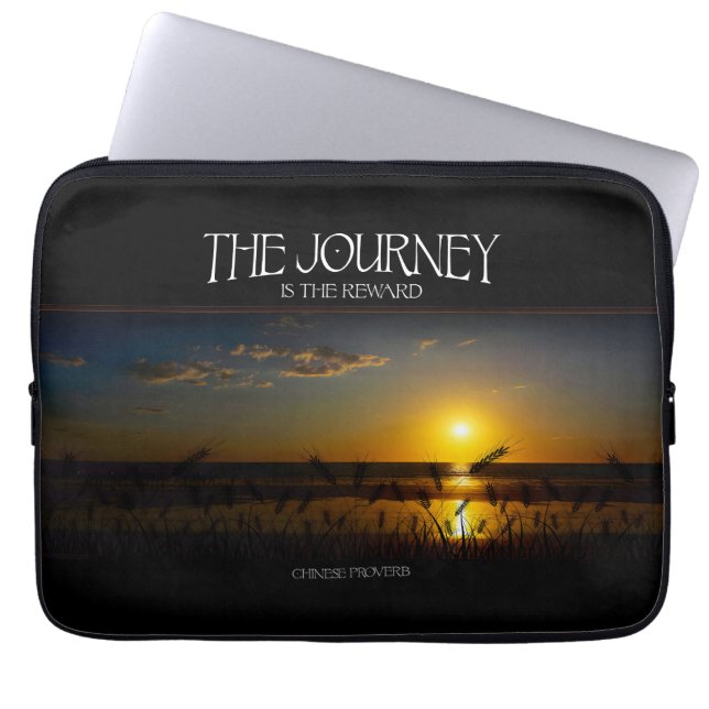 "The Journey is the Reward" Inspirational Quote Laptop Sleeve (Front)