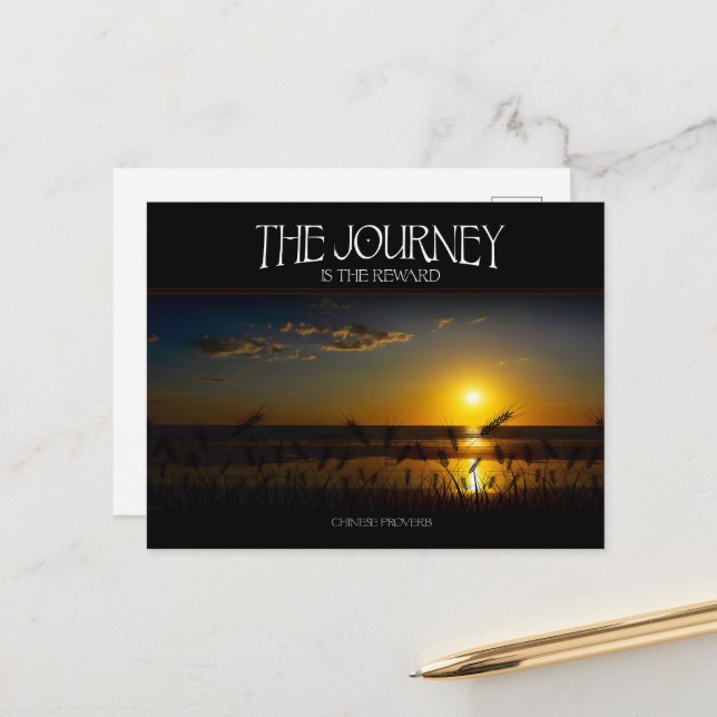 "The Journey is the Reward" Inspirational Quote Postcard (Front/Back In Situ)