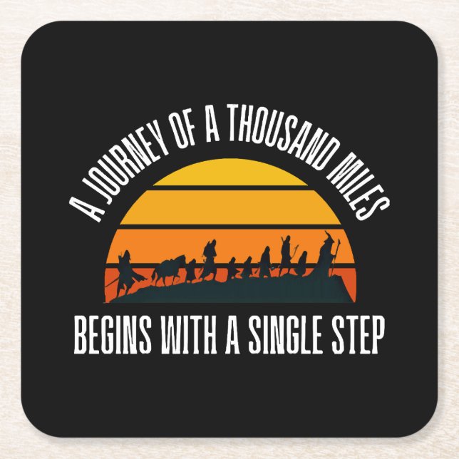 The Journey of a Thousand Miles Begins with a Sing Square Paper Coaster (Front)