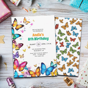 The Joy of Butterflies 8th Birthday Invitation