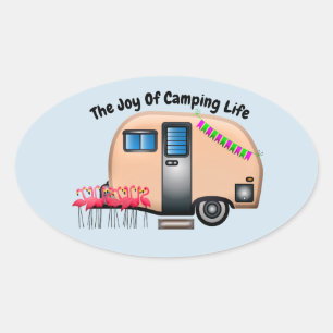 The Joy of Camping Life Oval Sticker
