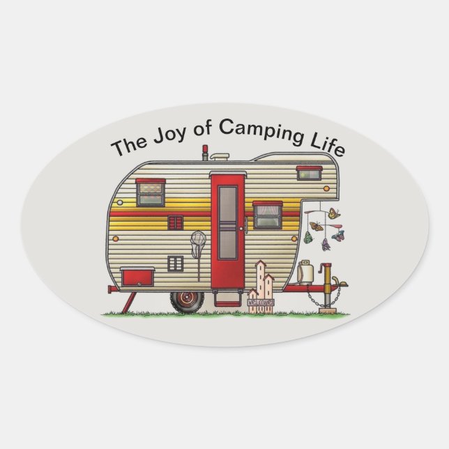 The Joy of Camping Life Trailer Oval Sticker (Front)