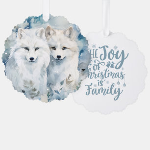 The Joy of Christmas Is Family Arctic Foxes Tree Decoration Card