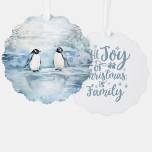 The Joy of Christmas Is Family Penguins Tree Decoration Card