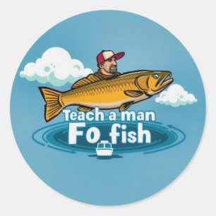 The Joy of Fishing: Ride the Wave Classic Round Sticker