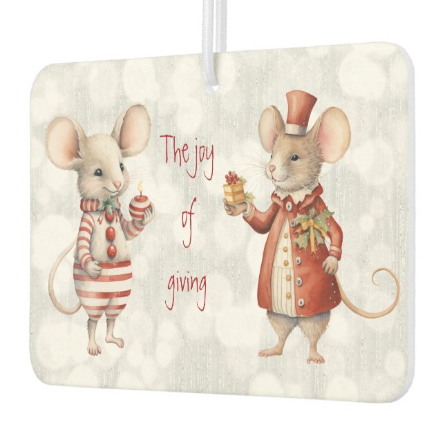 The Joy of Giving Christmas Mice  Car Air Freshener (Left)
