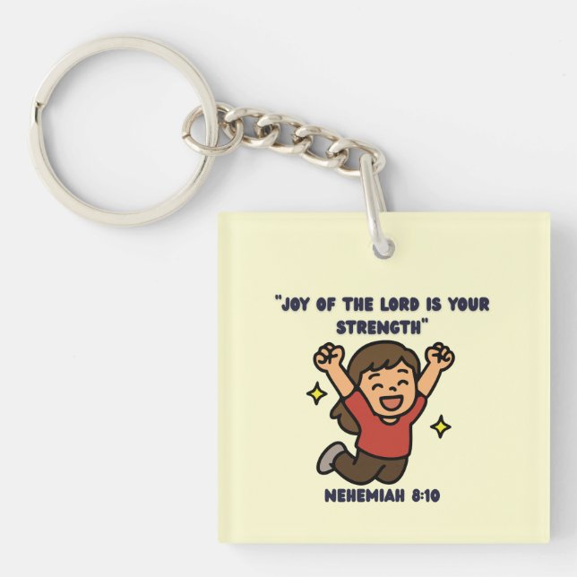 The Joy of the Lord - Bible Verse Key Ring (Front)