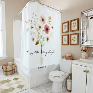 The Joy of the lord minimalist floral Shower Curtain