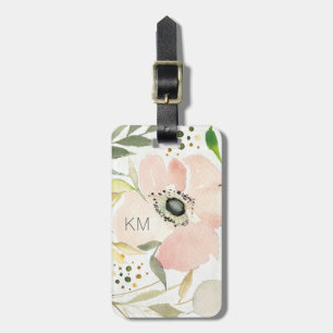 The Joy of White   Watercolor Floral Pattern Luggage Tag