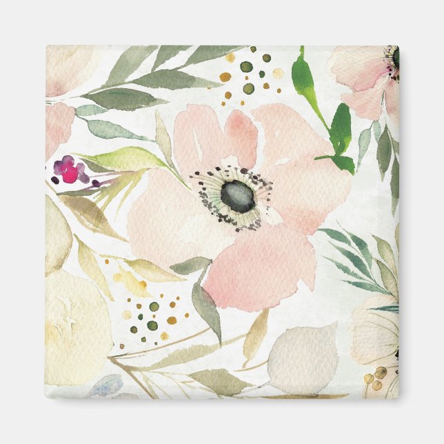 The Joy of White | Watercolor Floral Pattern Magnet (Front)