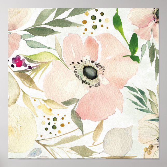 The Joy of White | Watercolor Floral Pattern Poster (Front)