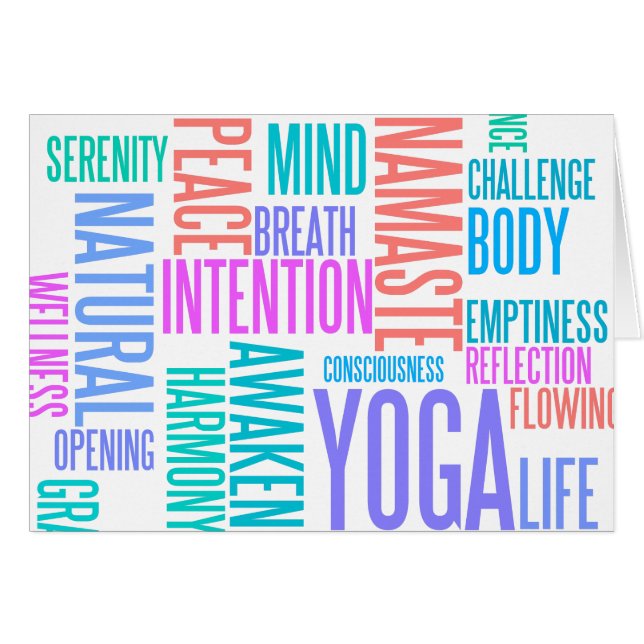The Joy of Yoga Elegant Pastel Coloured Word Cloud (Front Horizontal)
