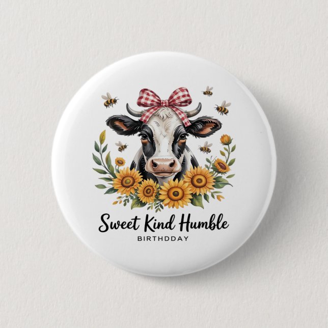 The Joyfull Strawberry Cow  Cow love Classic T-Shi 6 Cm Round Badge (Front)