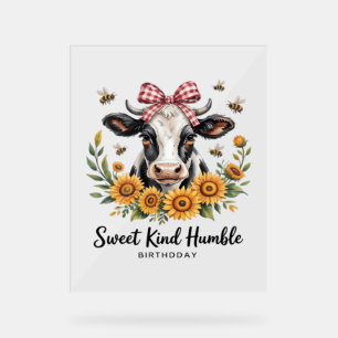 The Joyfull Strawberry Cow  Cow love Classic T-Shi Acrylic Sign