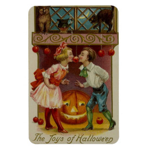The Joys of Halloween Apple Bobbing Couple Vintage Magnet