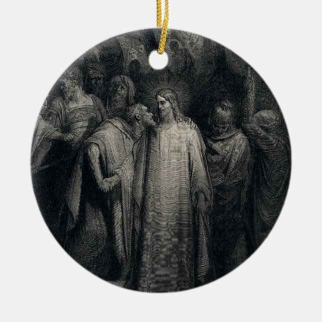 The Judas Kiss by Gustave Dore Ceramic Tree Decoration (Front)