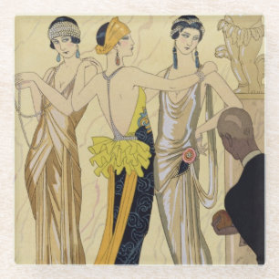 The Judgement of Paris, 1920-30 (pochoir print) Glass Coaster