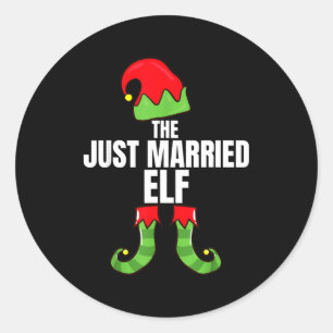 The Just Married Elf Matching Family Christmas Gro Classic Round Sticker