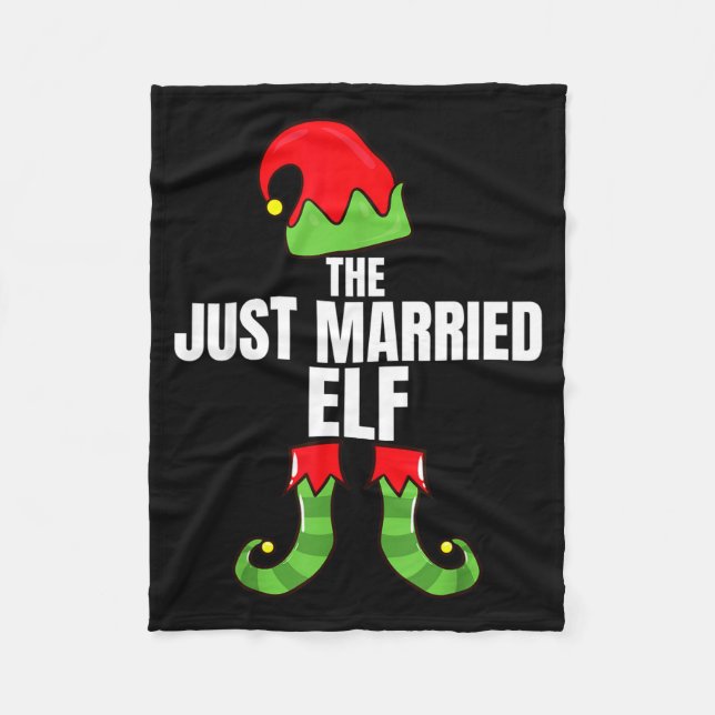 The Just Married Elf Matching Family Christmas Gro Fleece Blanket (Front)