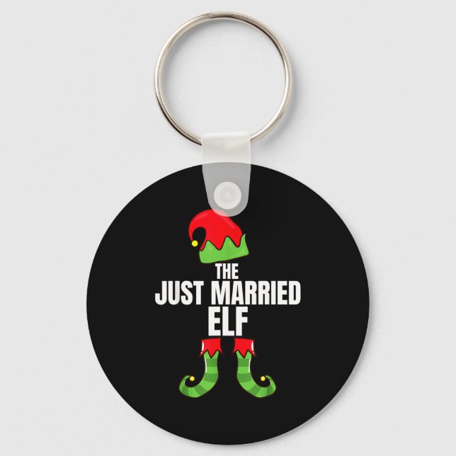 The Just Married Elf Matching Family Christmas Gro Key Ring (Front)