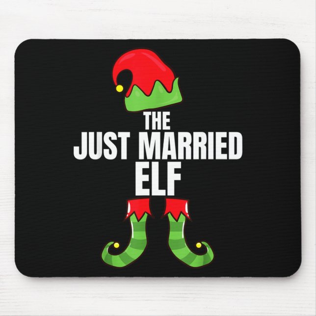 The Just Married Elf Matching Family Christmas Gro Mouse Mat (Front)