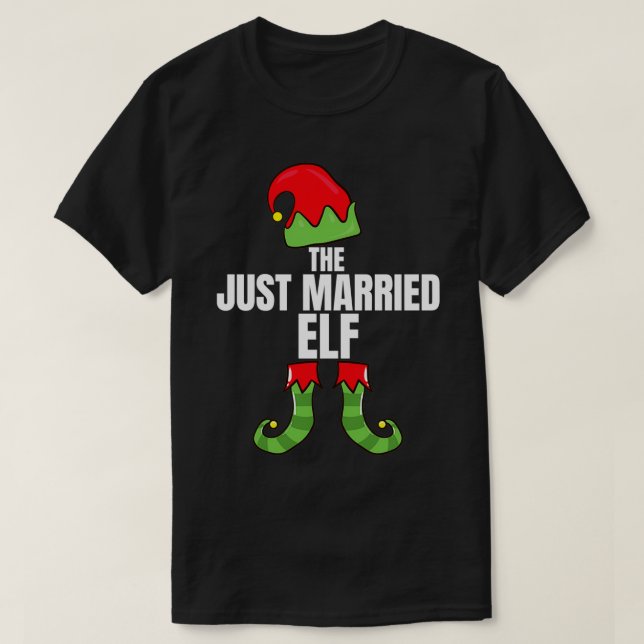 The Just Married Elf Matching Family Christmas Gro T-Shirt (Design Front)