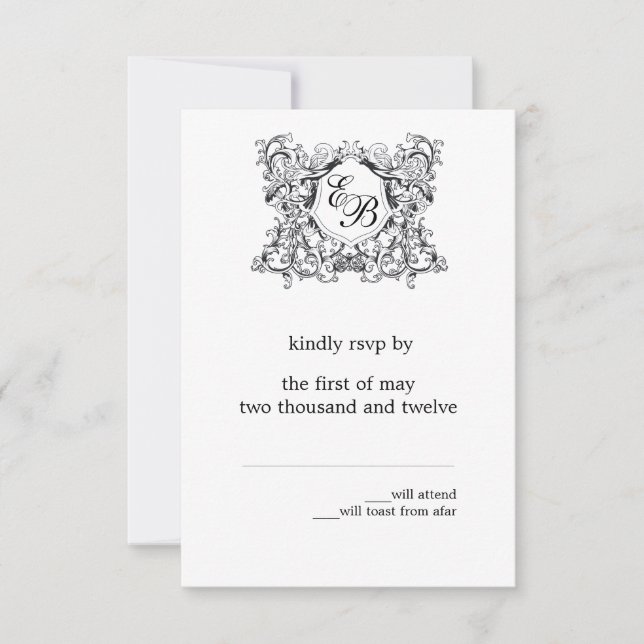 The 'Kate' Monogram Wedding RSVP Card (Front)