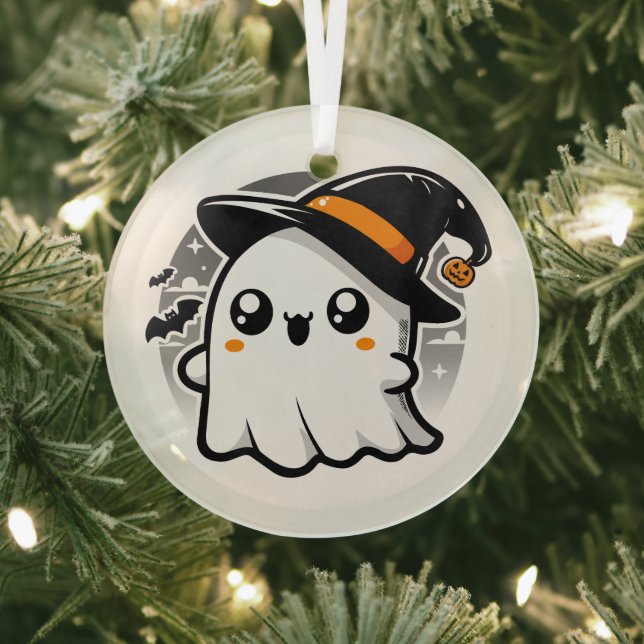 The Kawaii Ghost Glass Tree Decoration (Insitu)