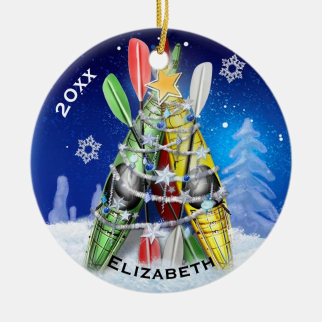 The Kayak Christmas Tree Ceramic Tree Decoration (Front)