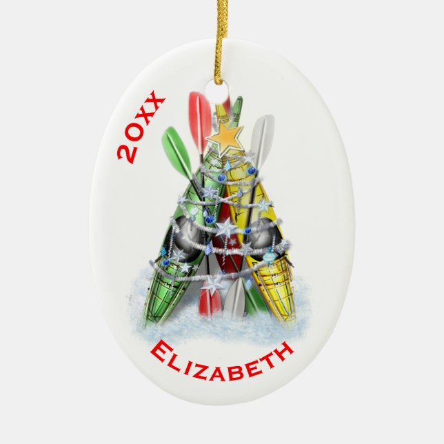 The Kayak Christmas Tree Ceramic Tree Decoration (Front)