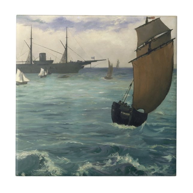 The "Kearsarge" at Boulogne Edouard Manet Fine Art Tile (Front)