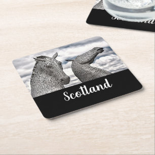 The Kelpies at Falkirk Scotland Square Paper Coaster