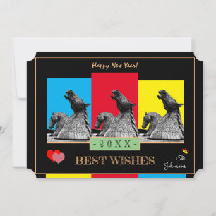 The Kelpies & Happy New Year! Wishes Card/Scotland Holiday Card