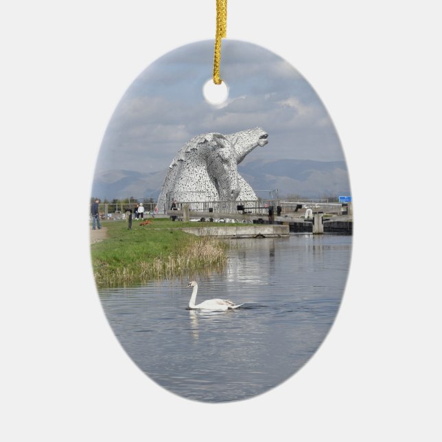 the Kelpies , Helix Park , Falkirk Ceramic Tree Decoration (Front)