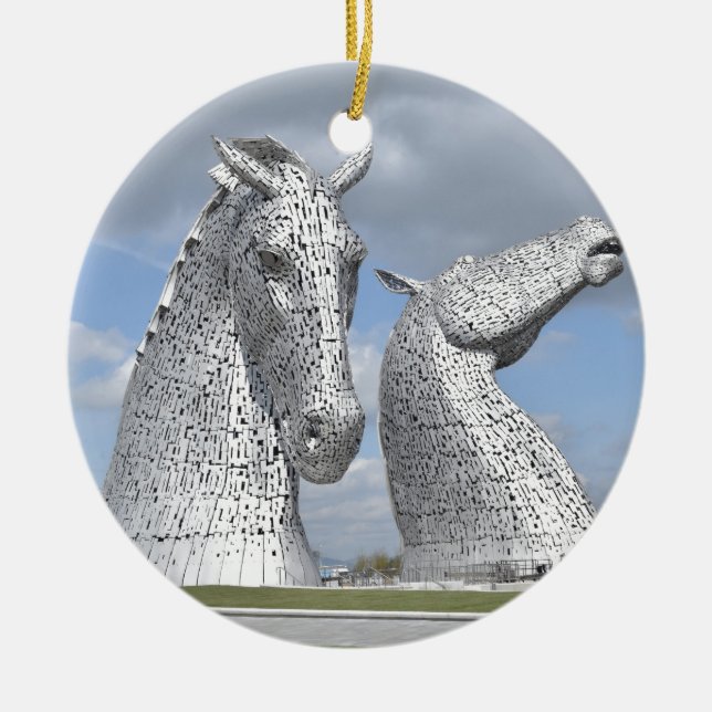 the Kelpies ,  Helix Park , Falkirk , Scotland Ceramic Tree Decoration (Front)