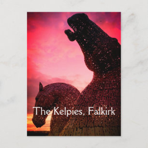 The Kelpies postcard, high horse-head sculptures Postcard