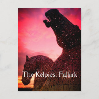 The Kelpies postcard, high horse-head sculptures Postcard