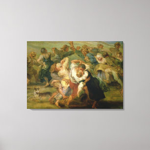 The Kermesse, detail of peasants dancing, c.1635-3 Canvas Print