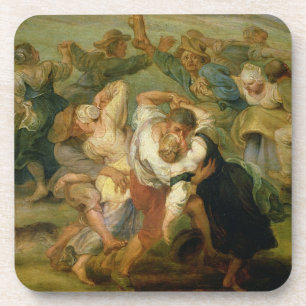The Kermesse, detail of peasants dancing, c.1635-3 Coaster