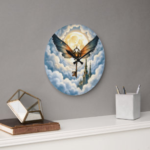 The Key of Eternity – Steampunk Wings Large Clock