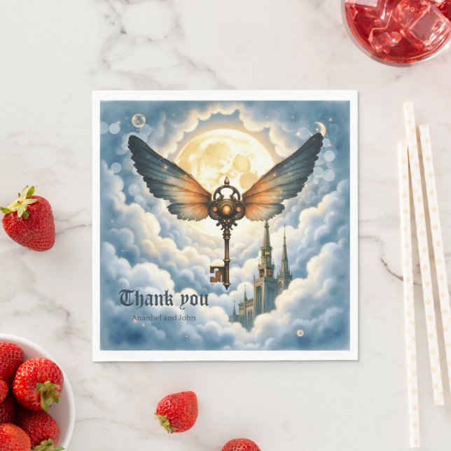 The Key of Eternity – Steampunk Wings  Napkin (Insitu)