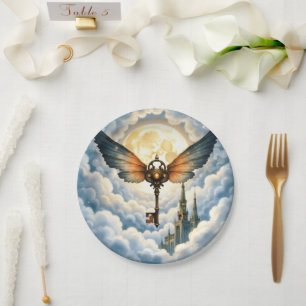 The Key of Eternity – Steampunk Wings Paper Plate
