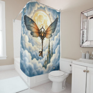 The Key of Eternity – Steampunk Wings  Shower Curtain