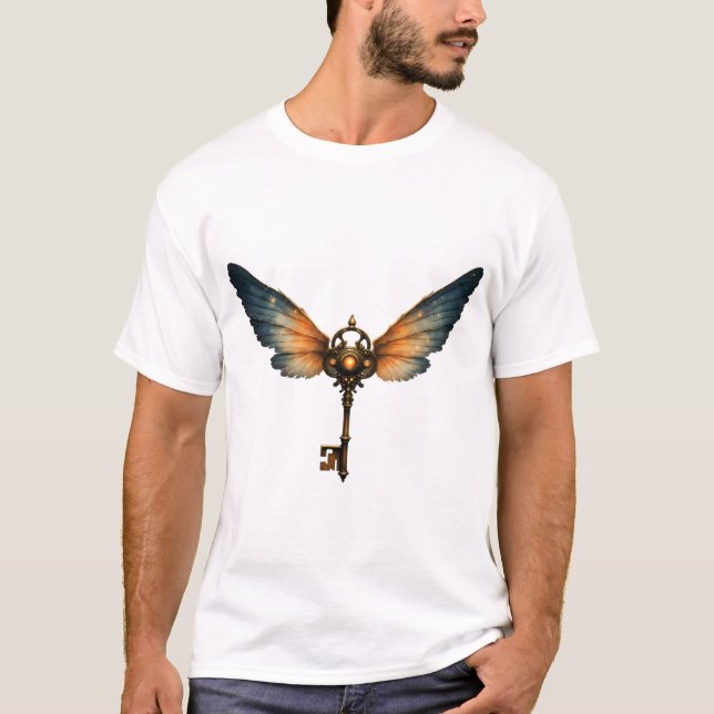 The Key of Eternity – Steampunk Wings  T-Shirt (Front)